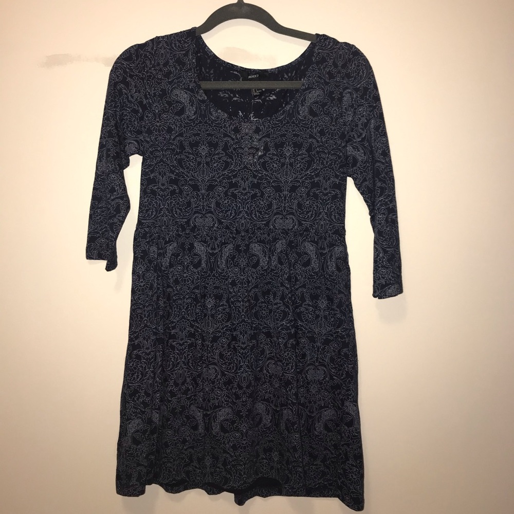 Forever 21 Navy Blue and White Pattern Dress